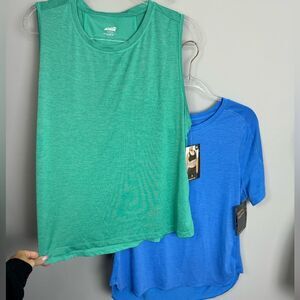 AVIA | 2 Athletic Style Tops Bundle Green Tank & Blue Tee Women’s Size L & XL